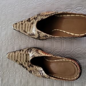 Donald plimer real snake slip on booties.